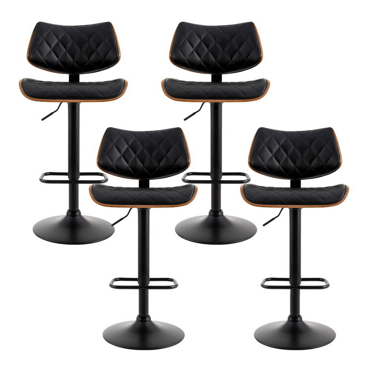 2x/4x Leather Bar Stools Gas Lift Design Black/White