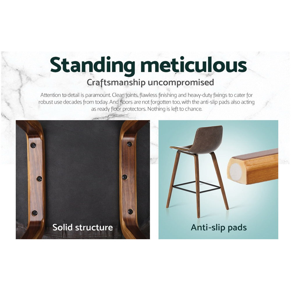 Bar Stools Kitchen Counter Barstools Leather Wooden Chairs X2