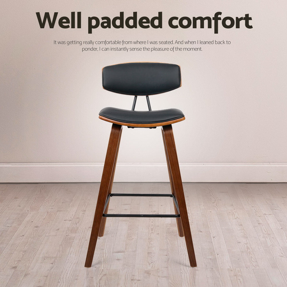 4X Bar Stools Leather Padded W/Backrest