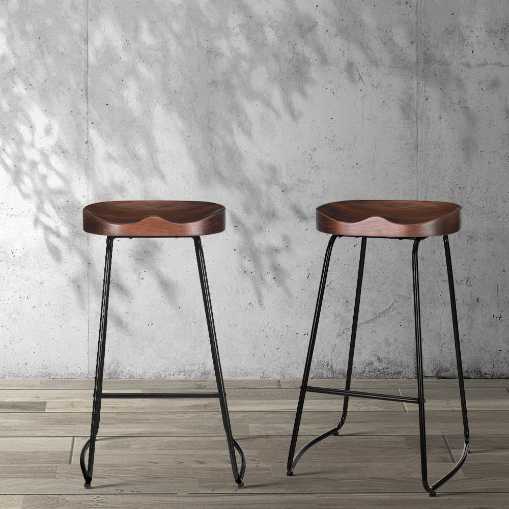 2X Bar Stools Tractor Seat 75Cm Black
