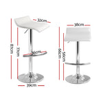 4X Bar Stools Adjustable Gas Lift Chairs White