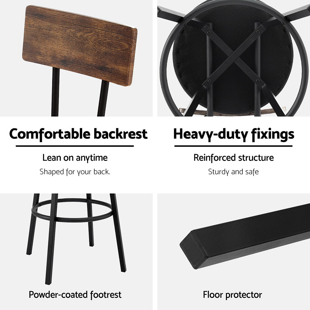 4X Industrial Bar Stools Upholstered Counter Chairs Steel Frame Anti-Scratch