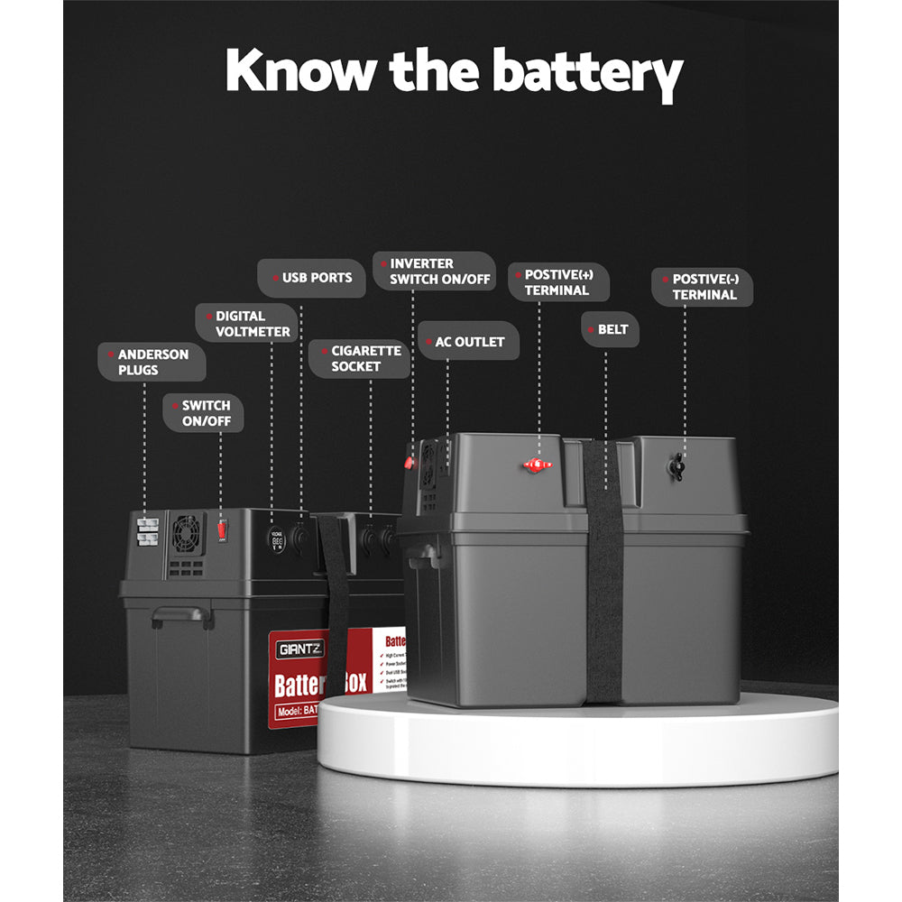 Battery Box 500W Inverter Deep Cycle Battery Portable Caravan Camping Usb