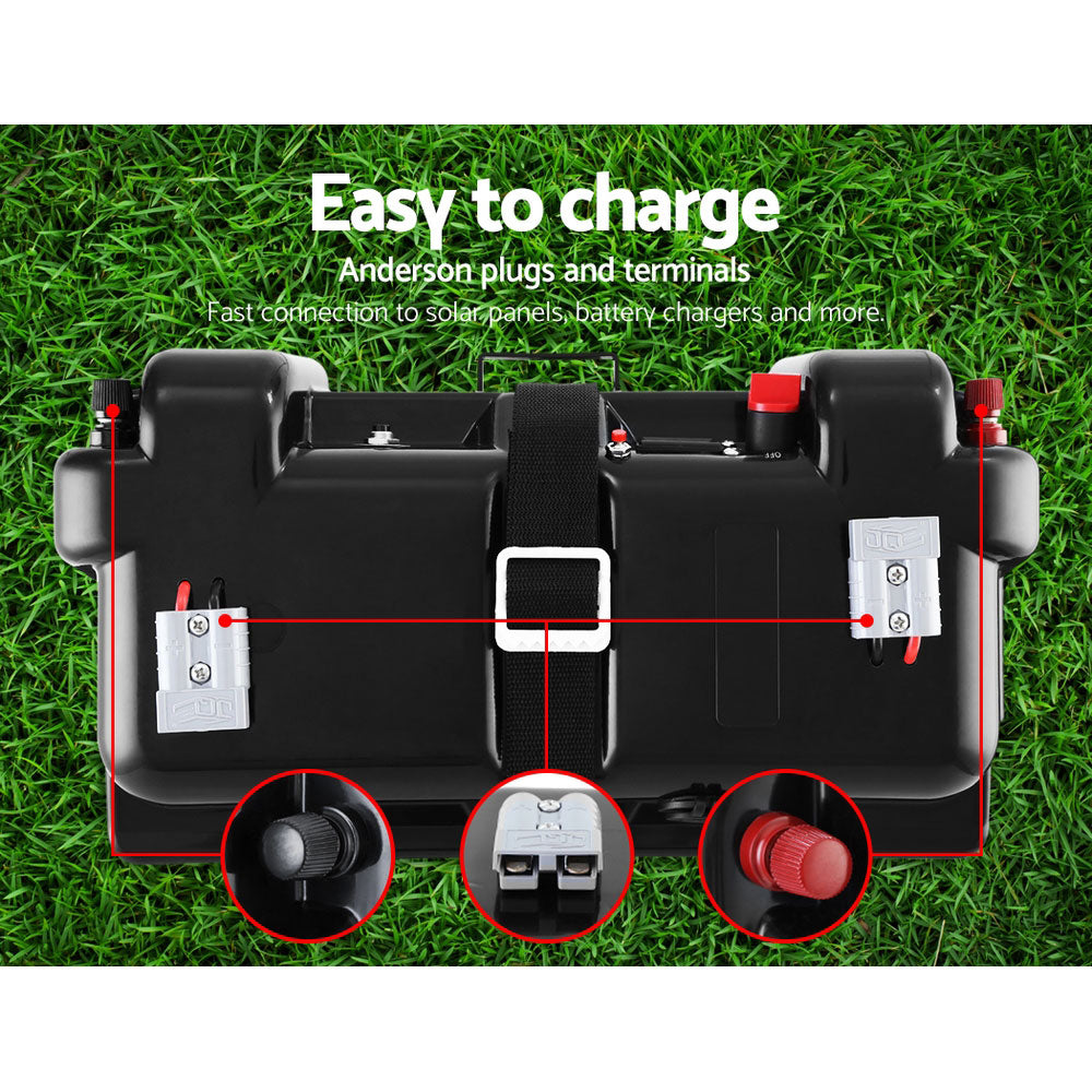 Battery Box 12V Camping Portable Deep Cycle AGM Universal Large USB Cig