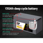 Deep Cycle Battery 12V 170Ah Box Portable Solar Caravan Camping