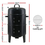 Bbq Grill 3-In-1 Charcoal Smoker