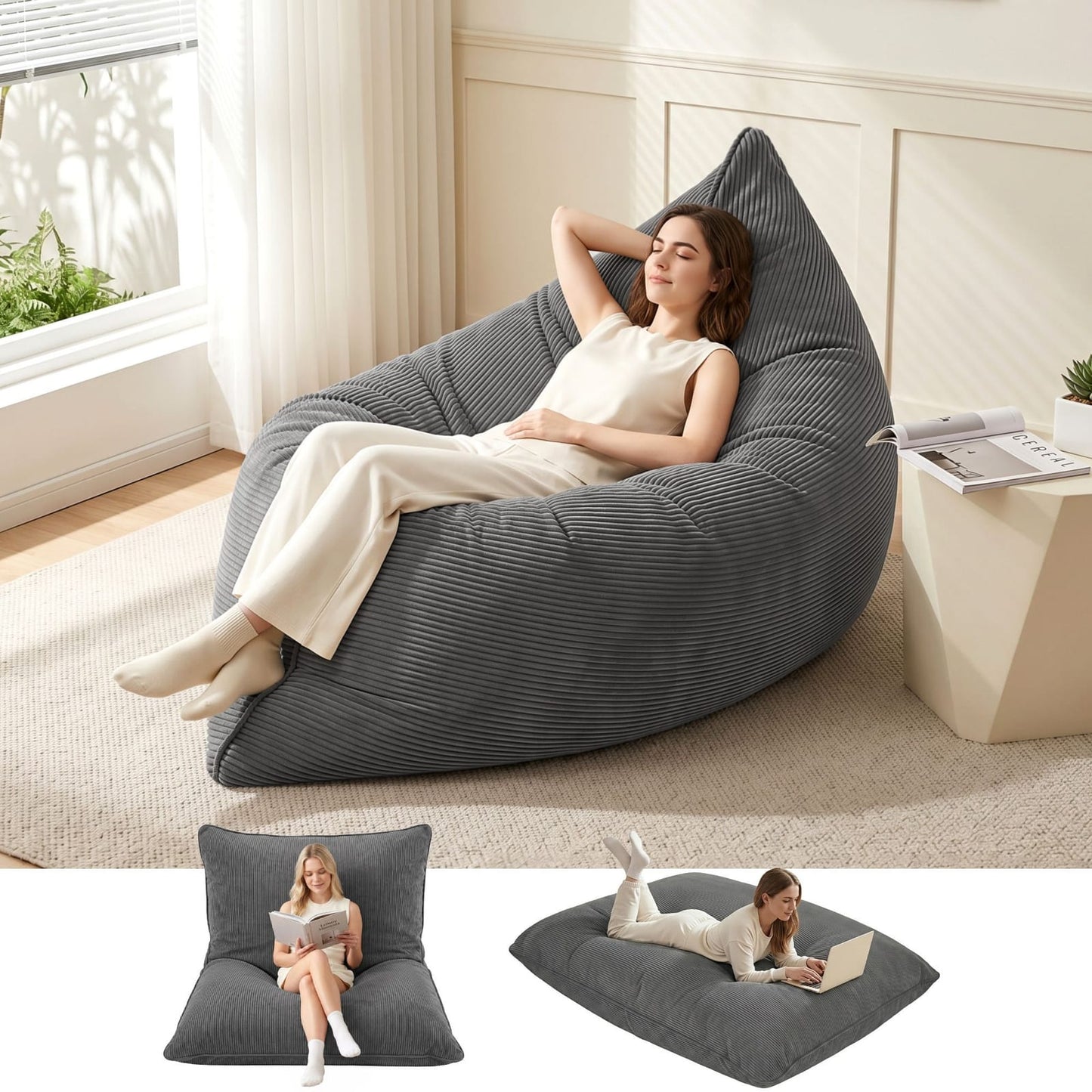 Bean Bag Chair Convertible 180x140cm