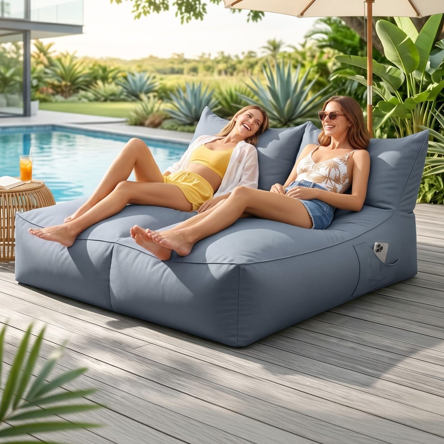 Grey Outdoor Bean Bag Cover 160x150x80cm