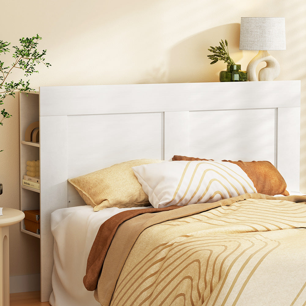 Double Size Black Bed Frame Shelves Headboard Bedhead Bas(Headboard Only)