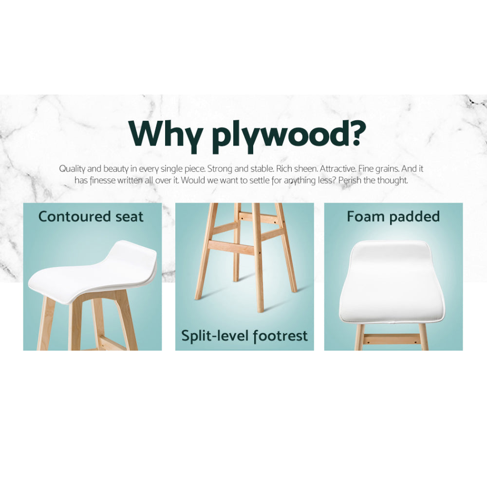 4x Bar Stools Wooden Stool White Stylish and Durable