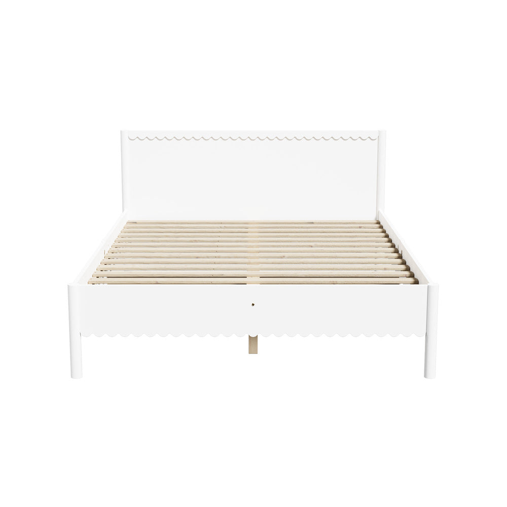 Double White Wooden Bed Frame 197x145x90cm