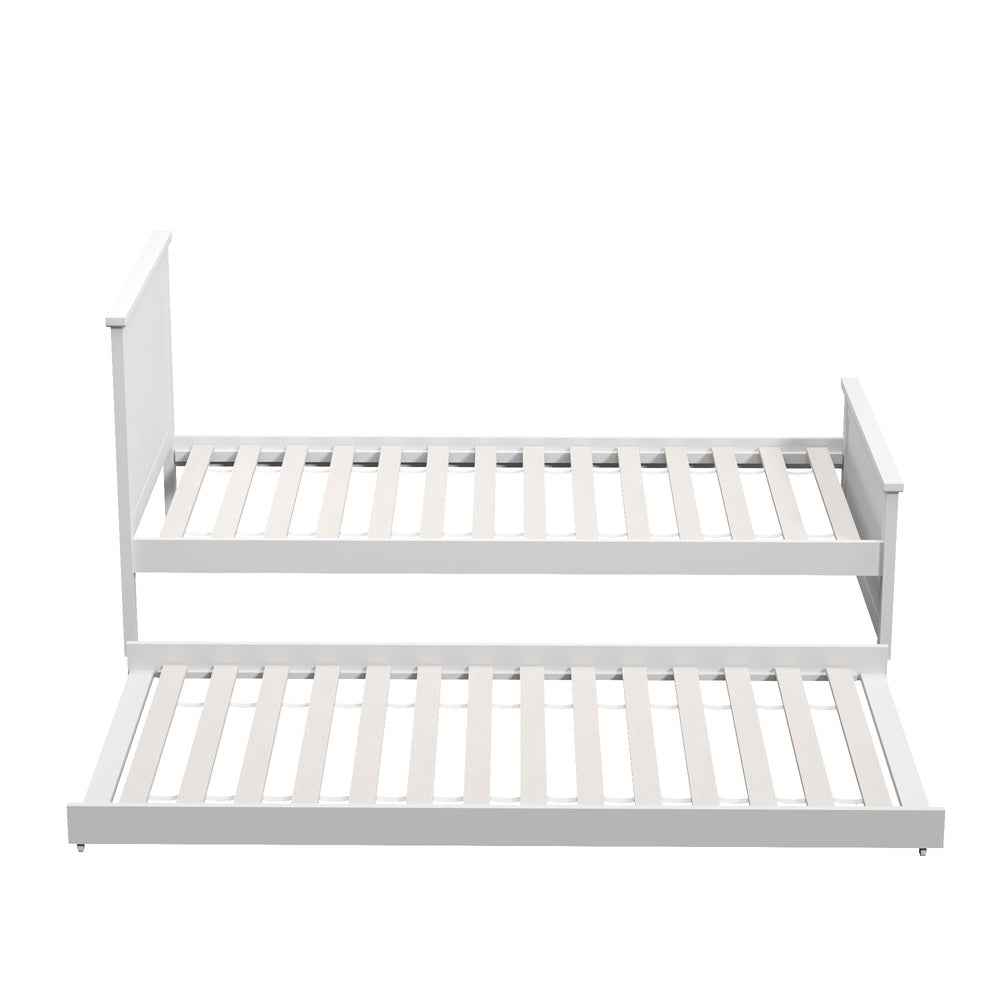 Trundle Bed Frame Single Size Wooden Daybed White