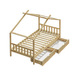 Bed Frame Wooden Kids Single Timber House Beds