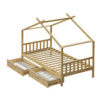 Bed Frame Wooden Kids Single Timber House Beds