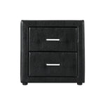 Bedside Table 2 Drawers Side Table Leather - Caden Black
