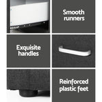Bedside Table 2 Drawers Fabric - Caden Charcoal