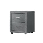 Bedside Table 2 Drawers Fabric - Caden Grey