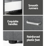 Bedside Table 2 Drawers Fabric - Caden Grey