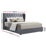 Bed Frame Queen Size Gas Lift Grey Issa