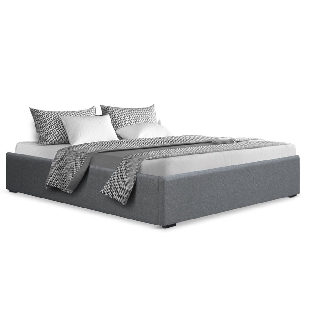 Bed Frame Double Size Gas Lift Base Grey Toki