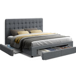 Bed Frame Queen Size With 4 Drawers Grey Avio