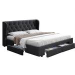 Bed Frame Queen Size With 4 Drawers Charcoal Mila