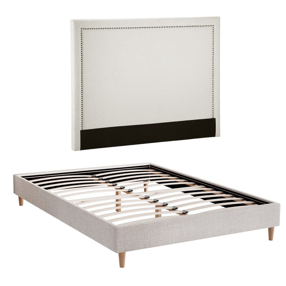 Queen Bed Frame Upholstered Headboard 153x203cm