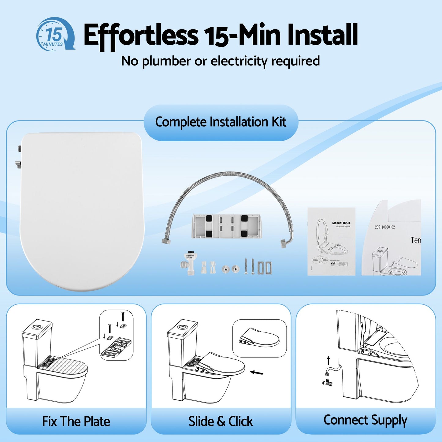 Non-Electric Bidet Toilet Seat D-Shape Dual Nozzle | Home & Living
