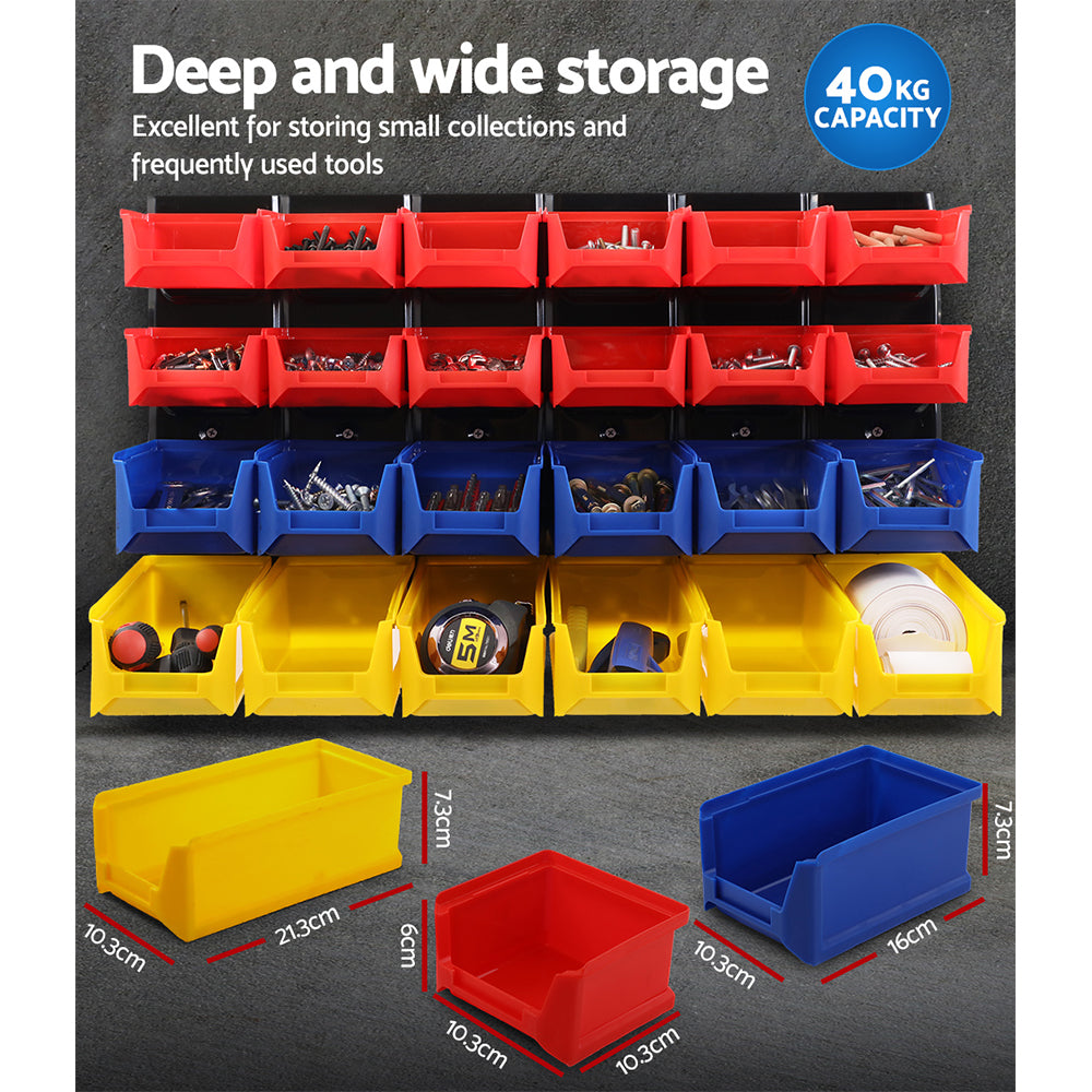 48 Storage Bin Rack Wall Mounted Peg Board