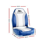 2X Folding Boat Seats Marine Seat Swivel High Back 12Cm Padding Blue