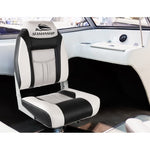 2X Folding Boat Seats Marine Seat Swivel High Back 12Cm Padding Grey