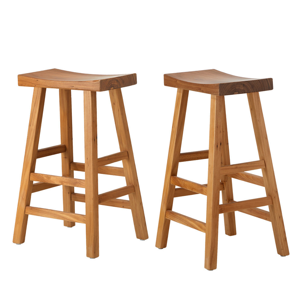 2X Bar Stool Wooden Counter Chairs Natural