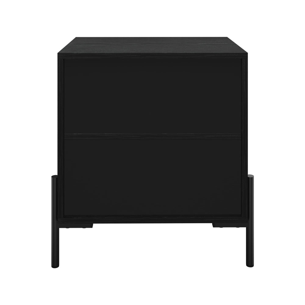 Bedside Table 2 Drawers Side End Nightstand Walnut