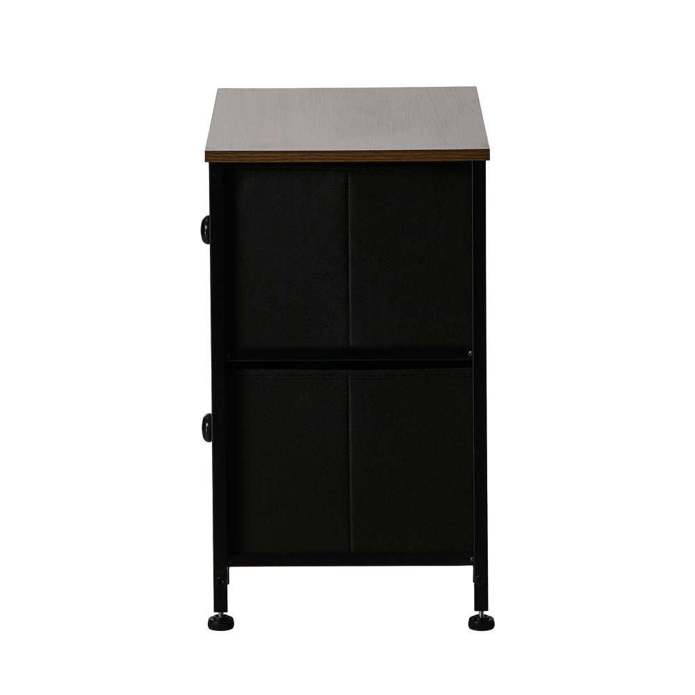 2pc Bedside Tables Fabric Cabinet 2 Drawers Nightstand - 9