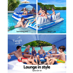 Pool Float Island Inflatable Lounge 6-Person Seat Canopy