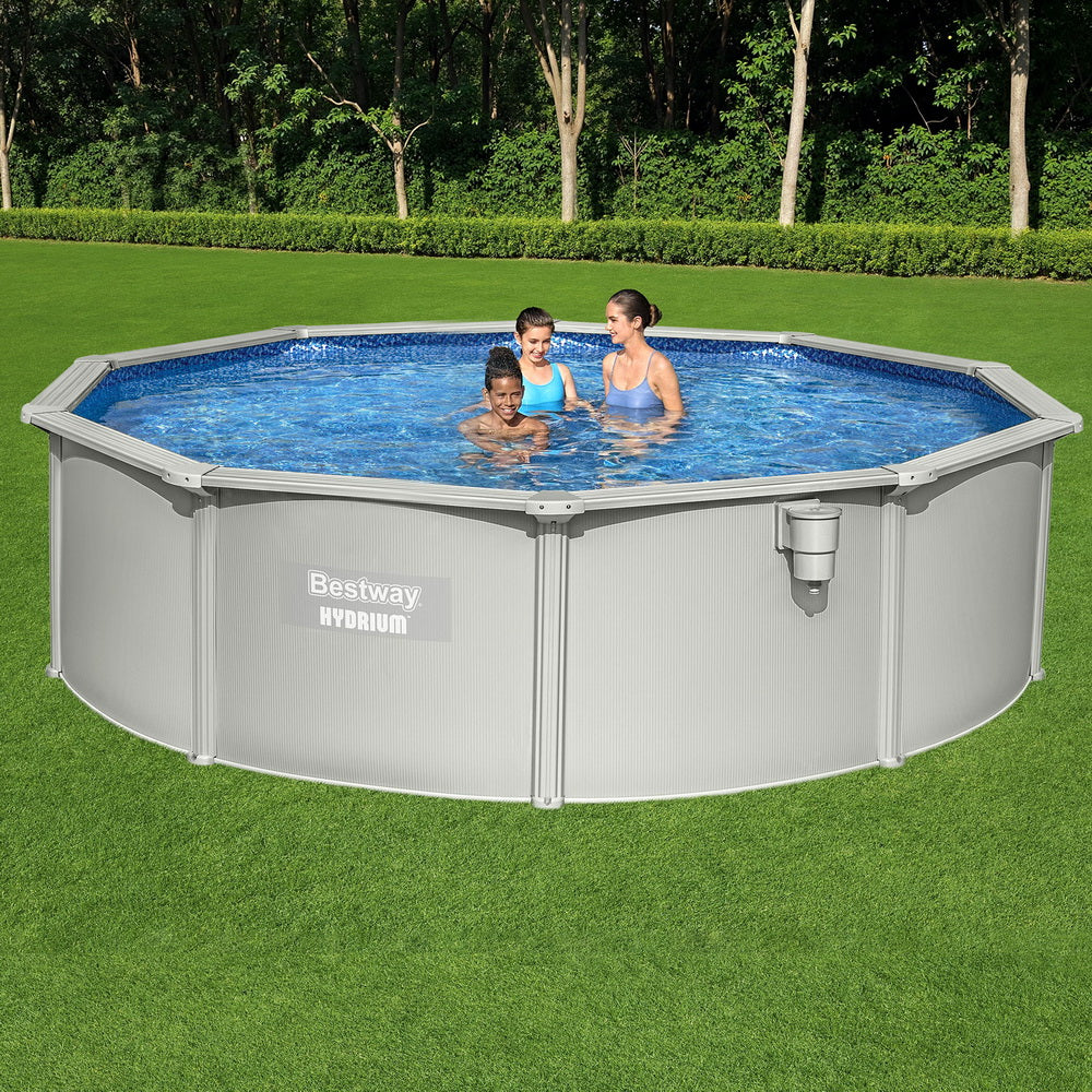 Swimming Pool Steel Frame Round Pool Set 457cm w/ Filter Ladder 17430L