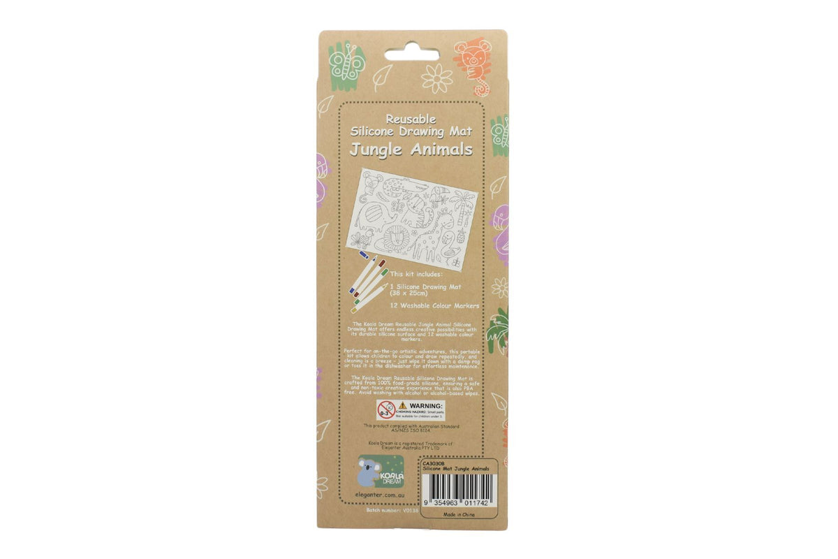 Reusable silicone drawing mat-jungle animals