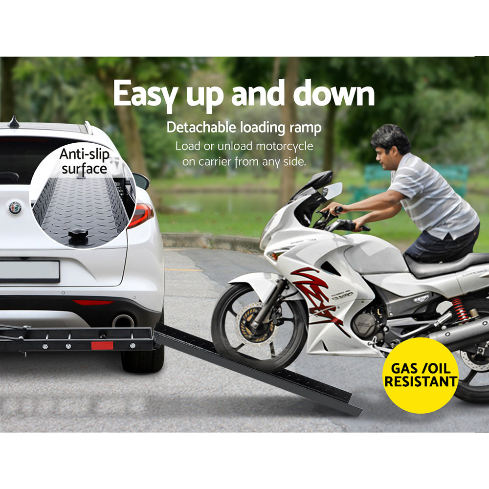 Adjustable Height Motorcycle Carrier Rack Ramp (2" Towbar, Black)