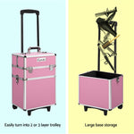 Makeup Case Beauty Trolley Cosmetic Organiser Box Travel Wheels Pink