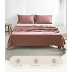 Cotton Bed Sheets Set Red Beige Cover Double