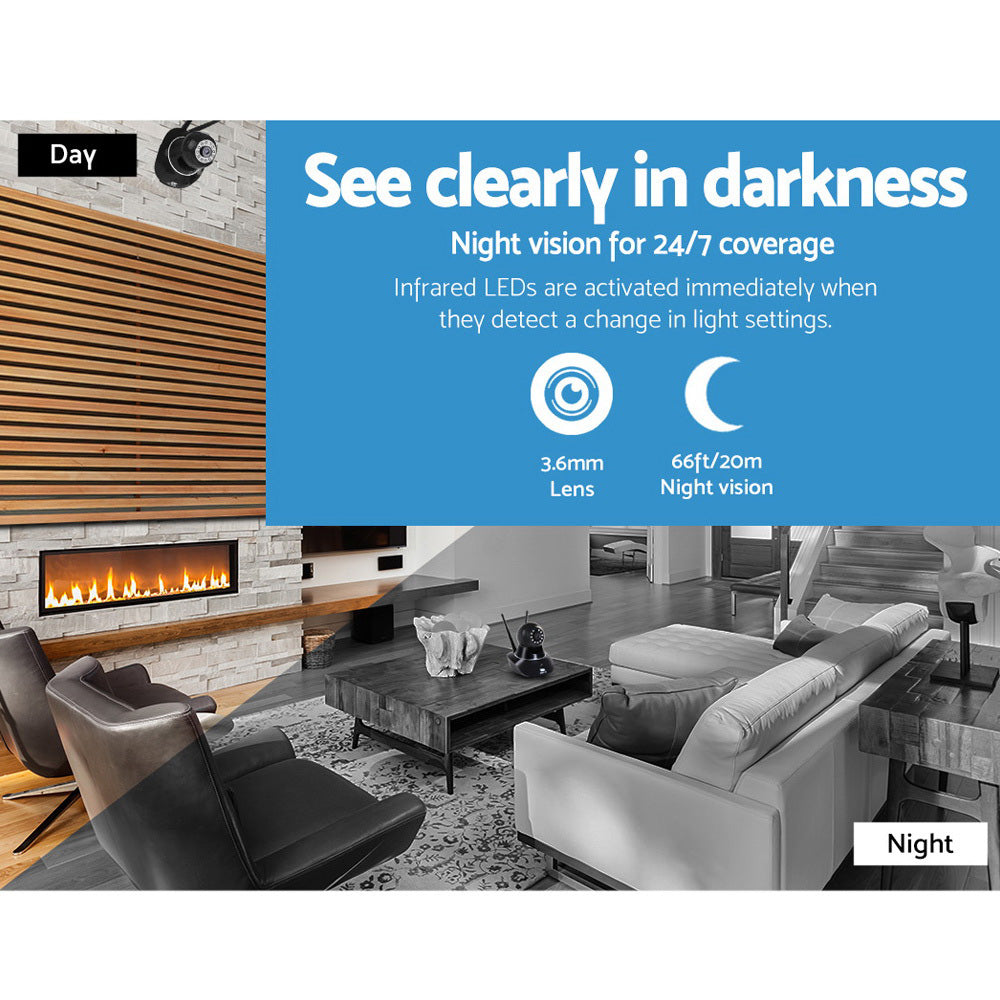 1080P Wireless Ip Cameras Security Wifi Cam Black