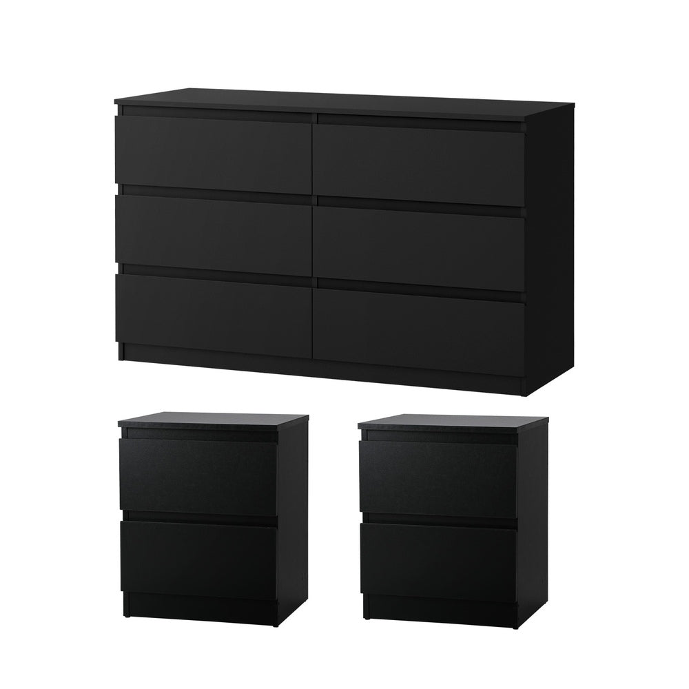 6 Chest of Drawers and Bedside Table Cabinet Bedroom Set