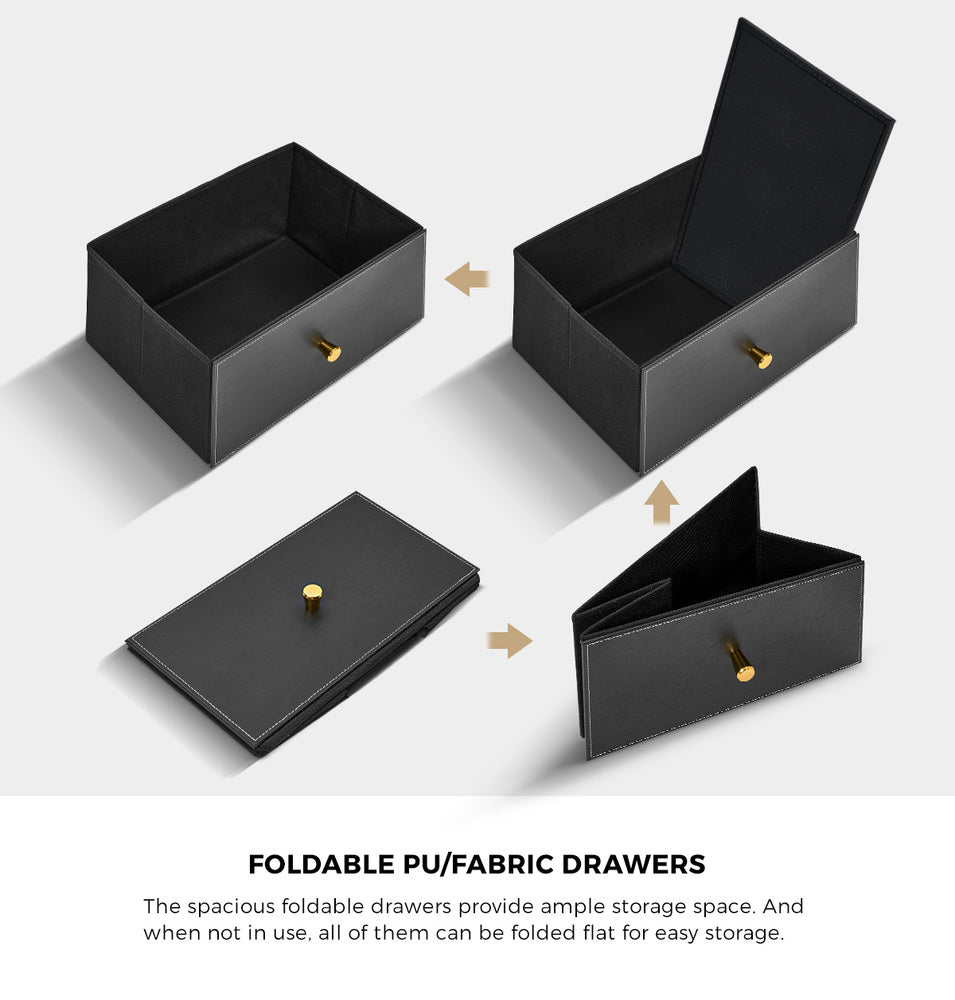 8-Drawer Chest PU Fabric Black Dresser Tallboy Bedroom Storage Organizer