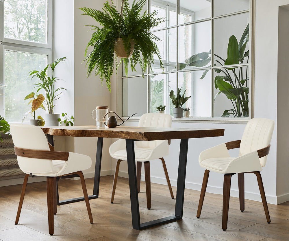 Bentwood Dining Chairs PU Leather Beige Set 2 | HomeAndLiving