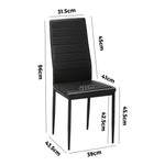Dining Chairs High-Back Leather Black