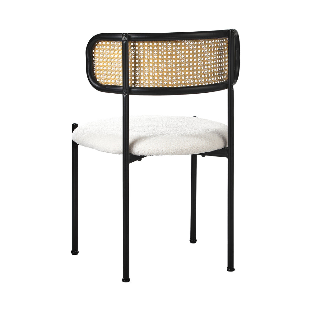 2x/4x/6x/8x Dining Chair Round Boucle Rattan Backrest Black White