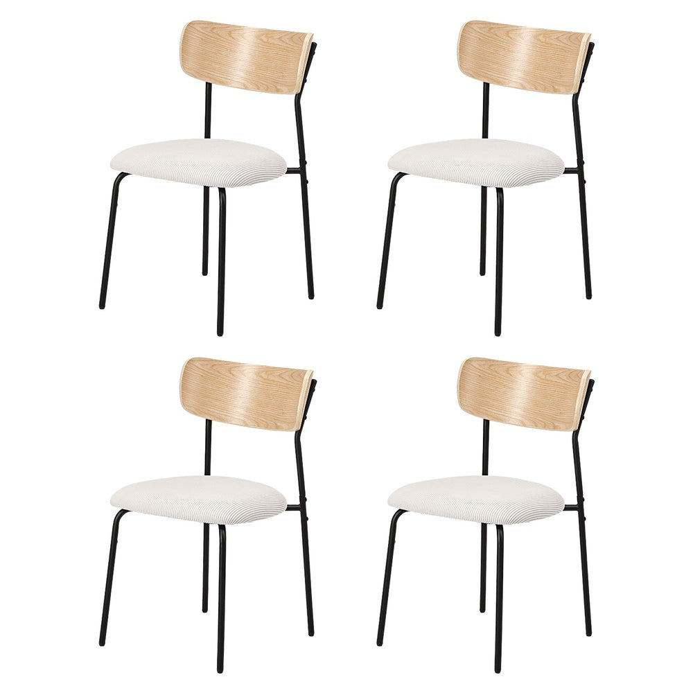 2PCS Dining Chairs Padded Kitchen Chair Corduroy Beige