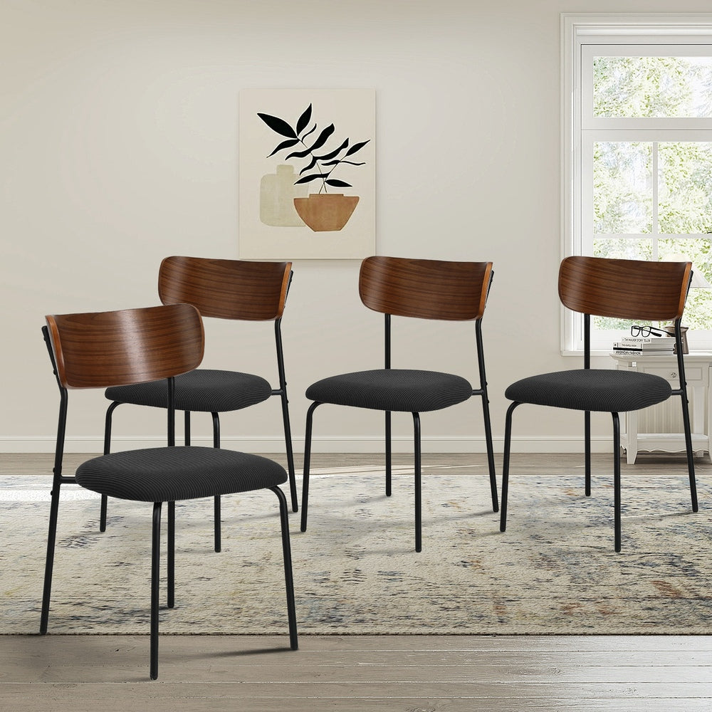 Corduroy Dining Chairs Set of 4 Padded | HomeAndLiving