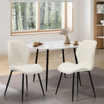 Dining Chairs Padded Seat Armless Boucle White