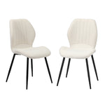 Dining Chairs Padded Seat Armless Boucle White